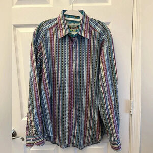 𝅺ROBERT Graham Men's Button Up Collared Shirt Sz XL